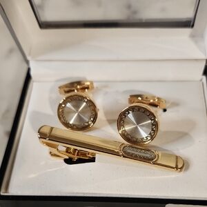 Brand Q | Gold and Silver Cufflinks and Tie Clip Set